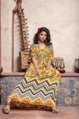  Yellow Printed Kaftan 1