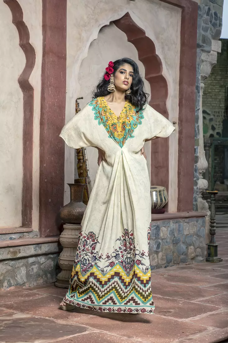 Charu parashar Cream printed kaftan