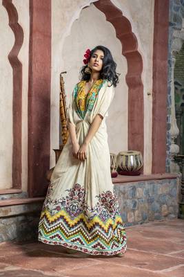  Cream Printed Kaftan 2