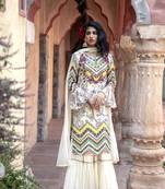 Charu parashar Cream printed kurta with sharara and dupatta