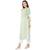 woven pista striped with floral embroidery cotton casual kurti