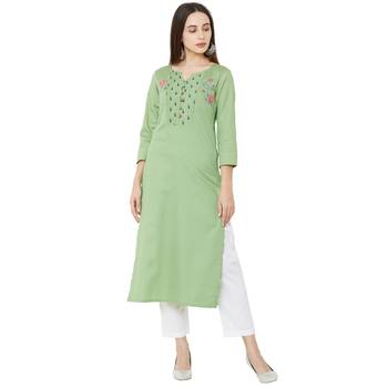 3/4th sleeves pista casual kurti with floral embroidery & floral print 1