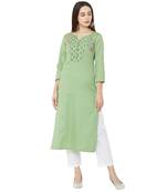 3/4th sleeves pista casual kurti with floral embroidery & floral print