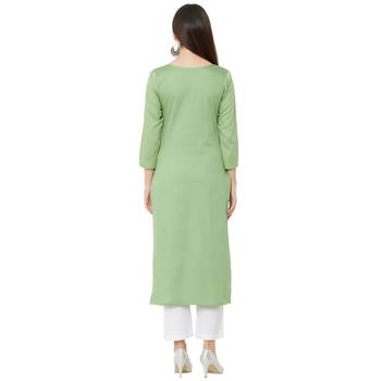 3/4th sleeves pista casual kurti with floral embroidery & floral print 4