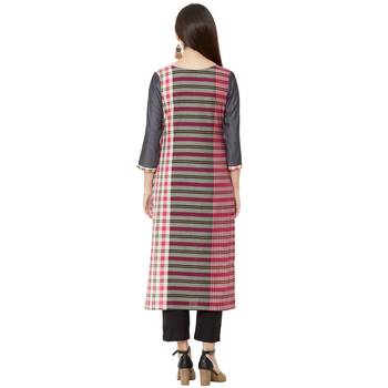 multicolor casual cotton straight kurti with floral emboridery 4