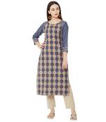 multicolored  casual cotton woven embelleshed straight kurti