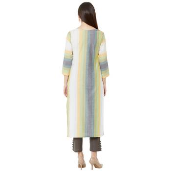 casual cotton woven multicolor embroidered kurti with 3/4th sleeves. 4