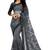 Grey embroidered net saree with blouse