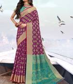 Dark Magenta Faux Silk Blend Party Wear Sarees