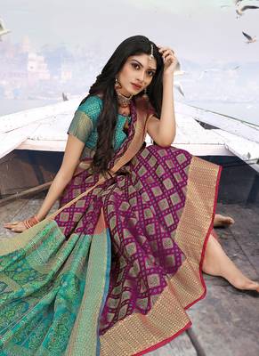 Dark Magenta Faux Silk Blend Party Wear Sarees 2