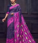 Navy Blue Silk Blend Party Wear Sarees
