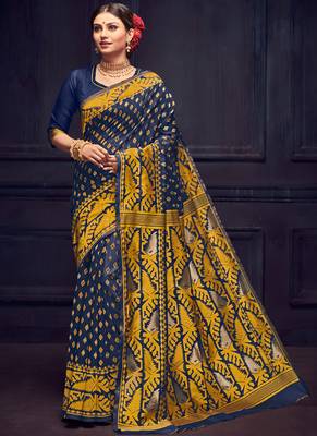 Navy Blue Silk Blend Party Wear Sarees 1