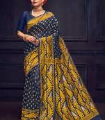Navy Blue Silk Blend Party Wear Sarees