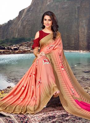 Peach Jute Cotton Jute Sarees 2