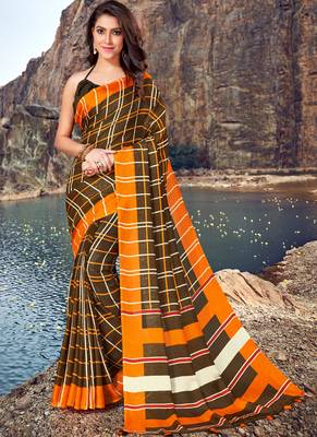 Brown Jute Cotton Jute Sarees 1