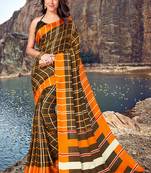 Brown Jute Cotton Jute Sarees