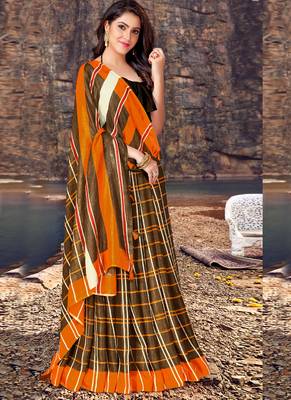 Brown Jute Cotton Jute Sarees 2
