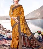 Yellow Jute Cotton Jute Sarees