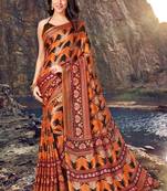 Dark Orange Jute Cotton Jute Sarees
