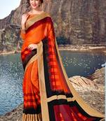Dark Orange Jute Cotton Jute Sarees