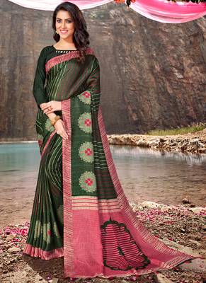 Green Jute Cotton Jute Sarees 1