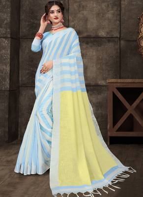 Sky Blue Cotton Silk Cotton Silk Sarees 1