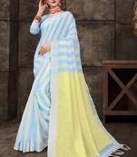 Sky Blue Cotton Silk Cotton Silk Sarees