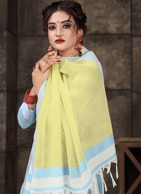Sky Blue Cotton Silk Cotton Silk Sarees 2