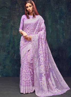 Light Violet Jacquard Jacquard Sarees 1