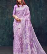 Light Violet Jacquard Jacquard Sarees