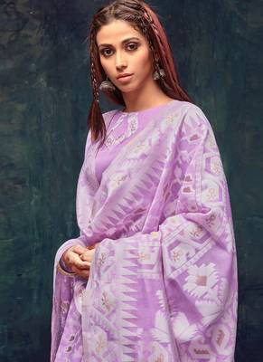 Light Violet Jacquard Jacquard Sarees 2