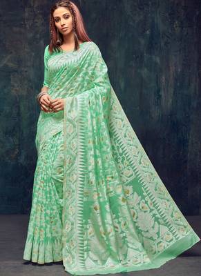 Light Green Jacquard Jacquard Sarees 1