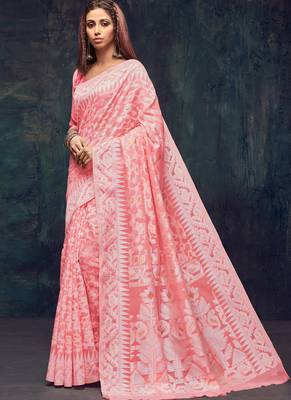 Pink Jacquard Jacquard Sarees 1