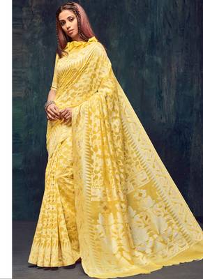 Yellow Jacquard Jacquard Sarees 1