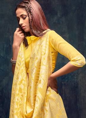 Yellow Jacquard Jacquard Sarees 2