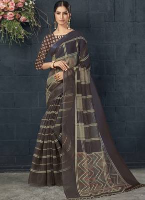 Brown Organza Organza Sarees 1