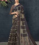 Brown Organza Organza Sarees