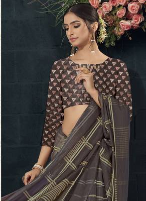 Brown Organza Organza Sarees 2