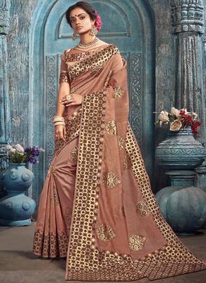 Beige Faux Silk Blend Cotton Silk Sarees 1