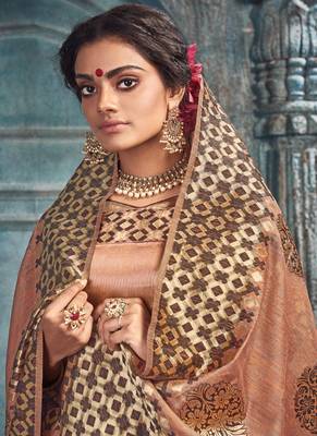 Beige Faux Silk Blend Cotton Silk Sarees 2