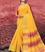 Yellow Jute Cotton Jute Sarees