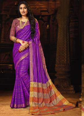 Purple Cotton Silk Cotton Sarees 1
