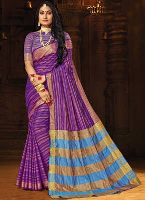 Purple Cotton Silk Cotton Sarees 1