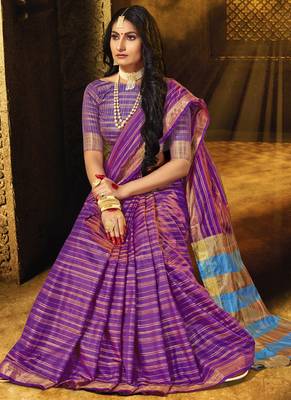 Purple Cotton Silk Cotton Sarees 2