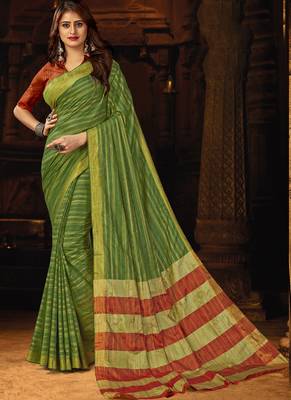 Green Cotton Silk Cotton Sarees 1
