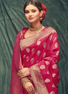 Dark Rani Pink Jacquard Jacquard Sarees 2