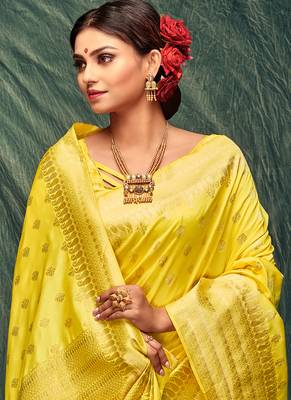 Dark Yellow Jacquard Jacquard Sarees 2
