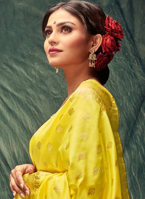 Dark Yellow Jacquard Jacquard Sarees 3