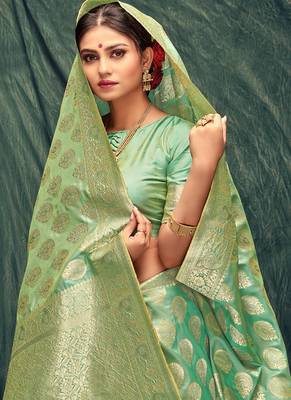 Light Green Jacquard Jacquard Sarees 2