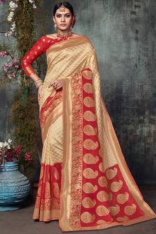 Red Jacquard Silk Deisgner Saree